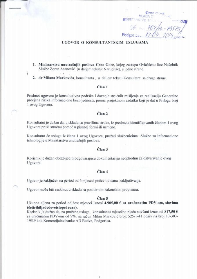 Ugovor o konsultantskim uslugama, 404-14-19519-1