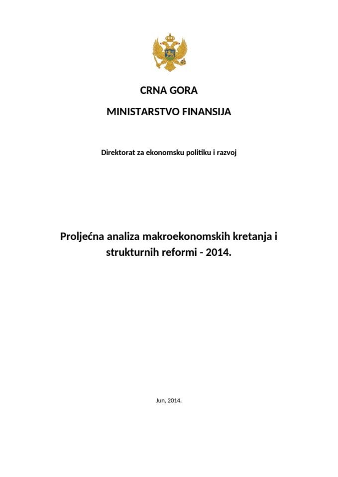 Proljećna analiza makroekonomskih kretanja i strukturnih reformi - 2014.