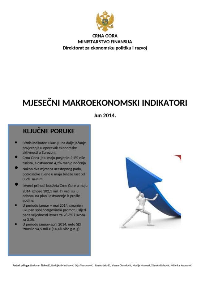 Mjesečni makroekonomski indikatori jun 2014