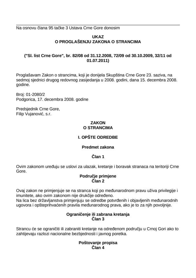 Zakon o strancima