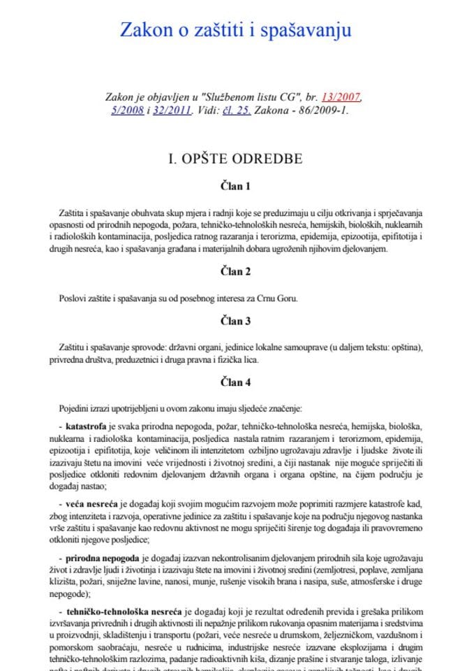 Zakon o zaštiti i spašavanju-prečišćeni tekst