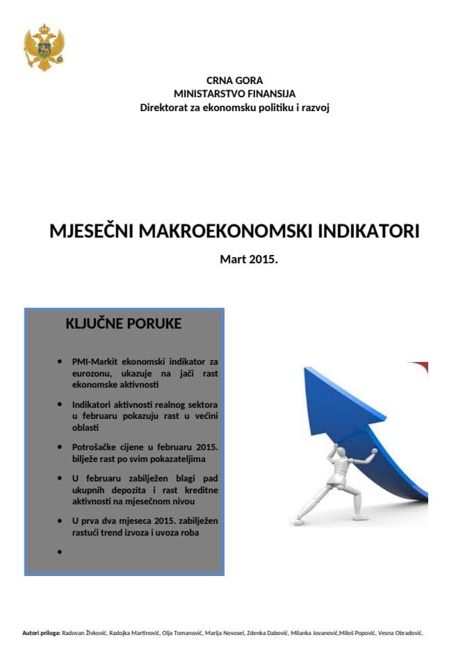 Mjesečni makroekonomski indikatori mart 2015