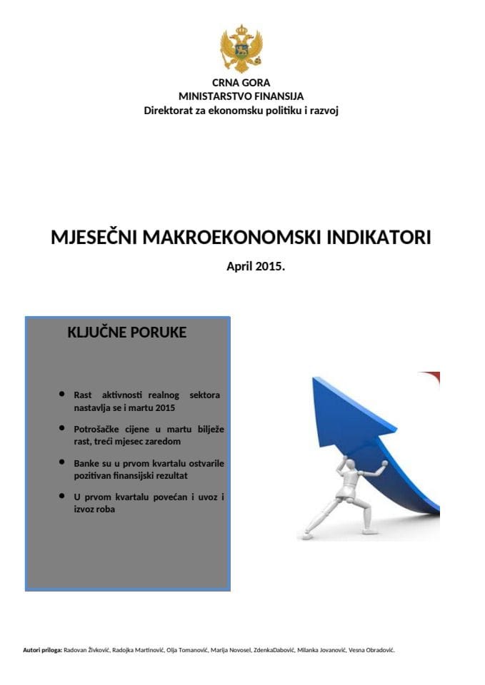 Mjesečni makroekonomski indikatori april 2015