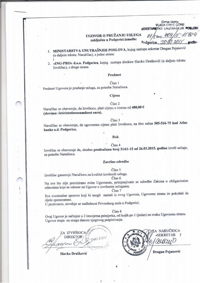 Ugovor za izvršene usluge, 404-15-15824