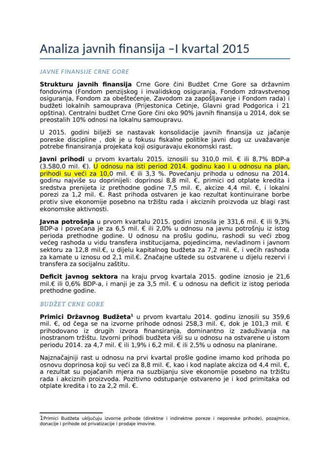 Analiza - Bilten  2015 - I kvartal_saopstenje