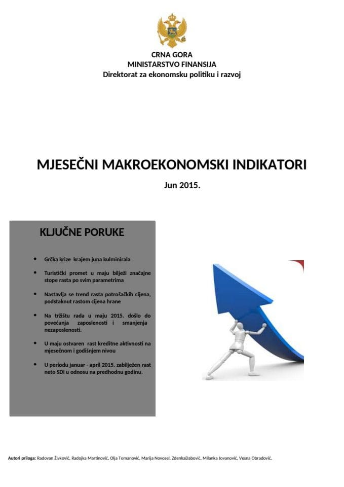 Mjesečni makroekonomski indikatori jun 2015