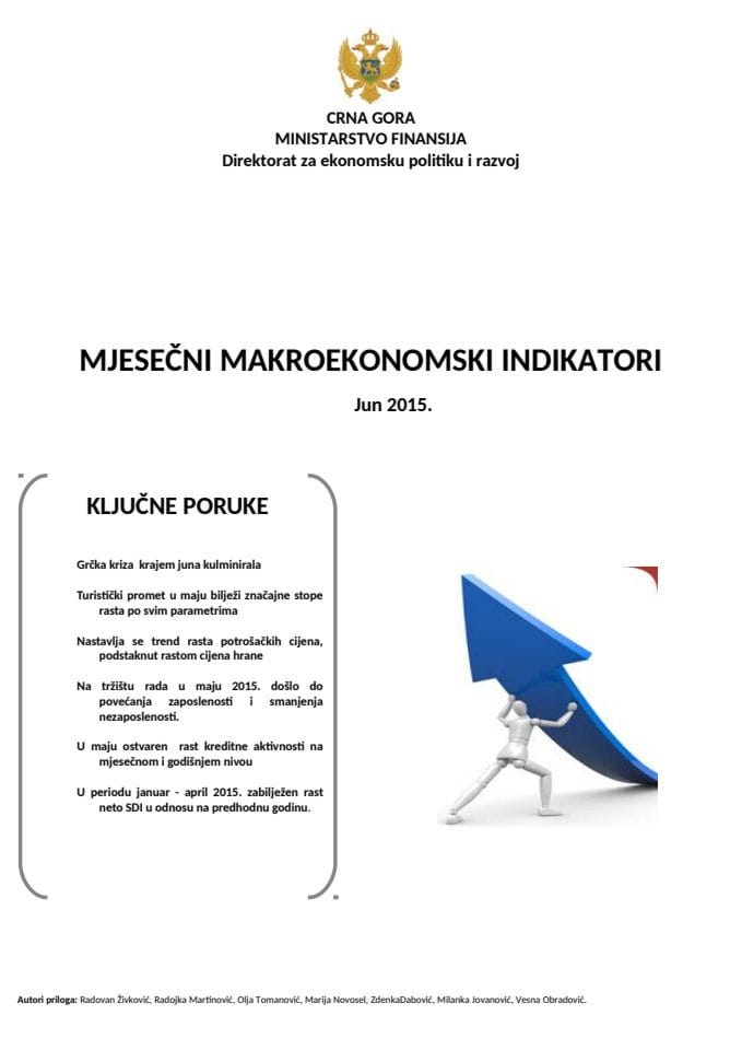 Mjesečni makroekonomski indikatori jun 2015