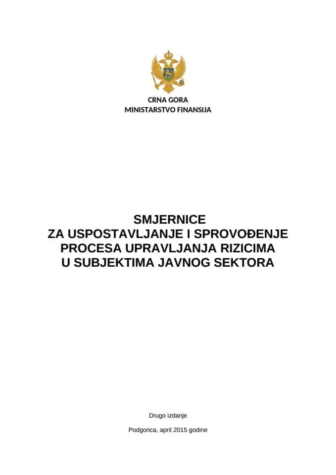 Smjernice za uspostavljanje procesa upravljanja rizicima-Drugo izdanje