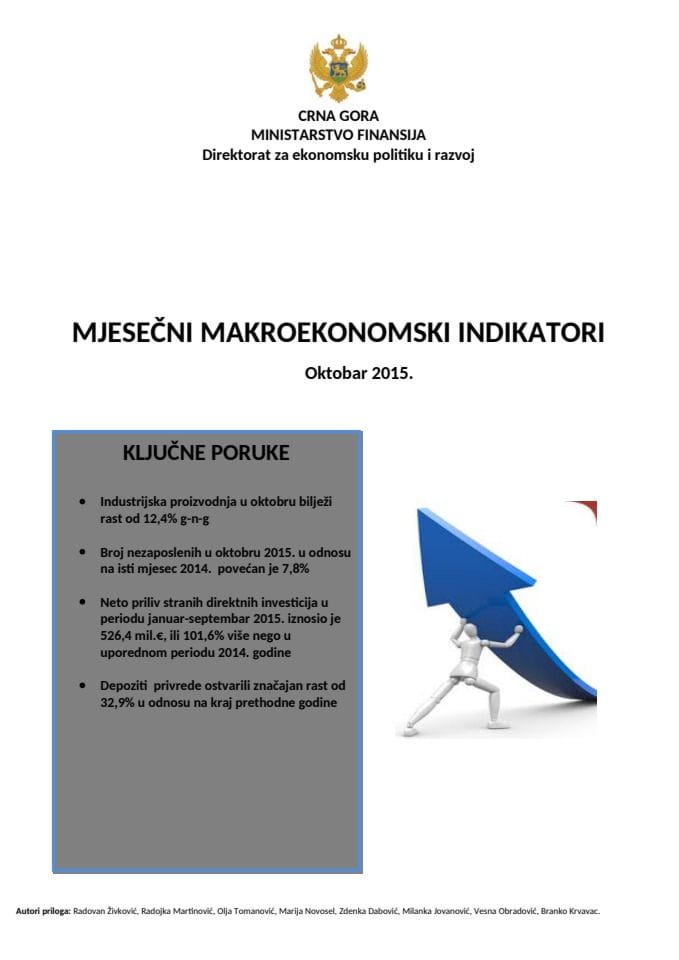 Mjesečni makroekonomski indikatori novembar 2015