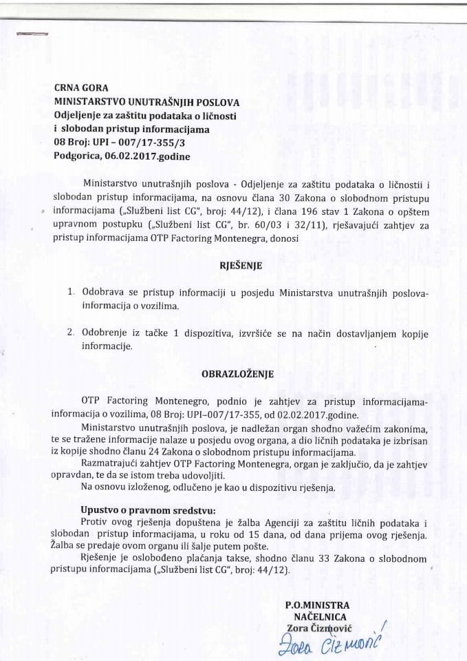 Rješenje br.UPI-007-17-355-3