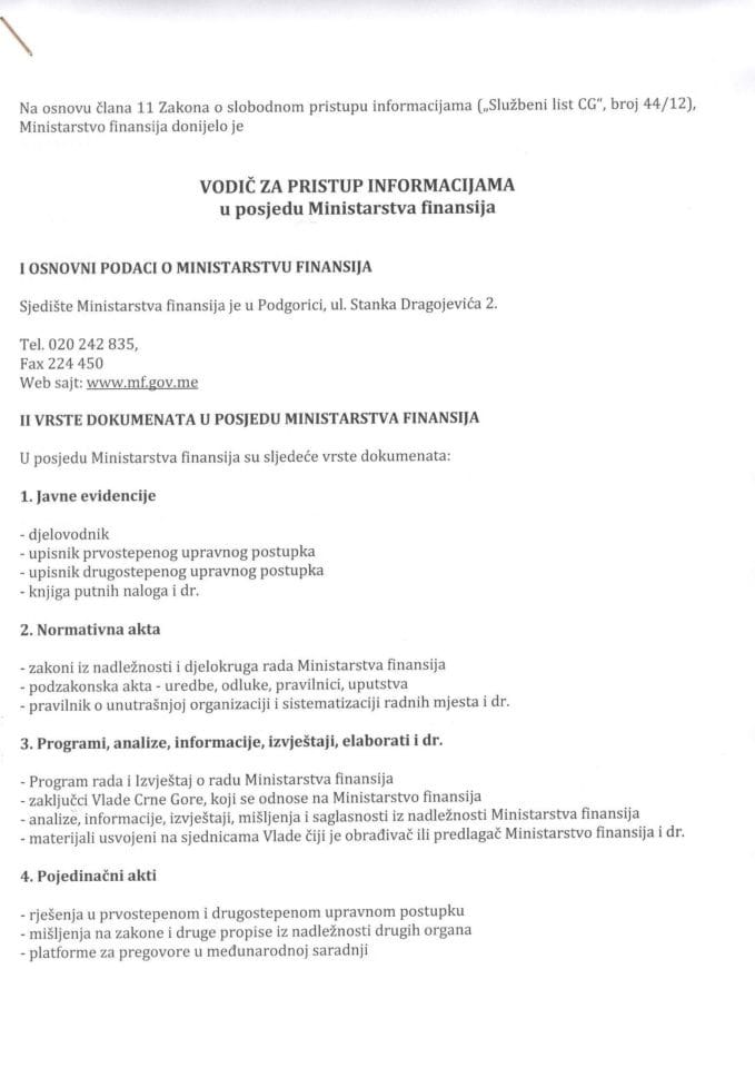 Vodič za pristup informacijama