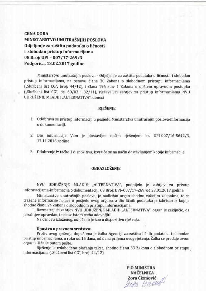 rješenje br 007-17-269-3