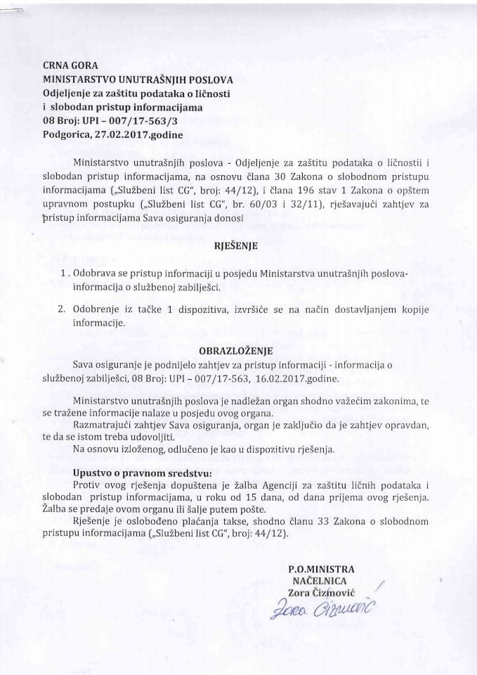 rješenje br 007-17-563-3