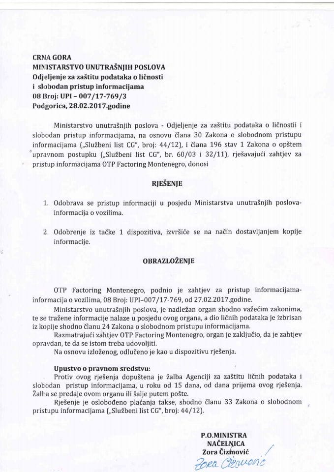 Rješenje br.UPI-007-17-769-3