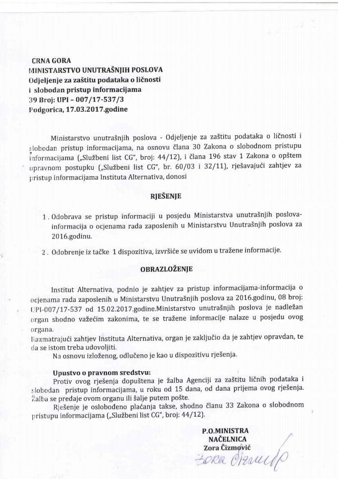 Rješenje br.UPI-007-17-537-3