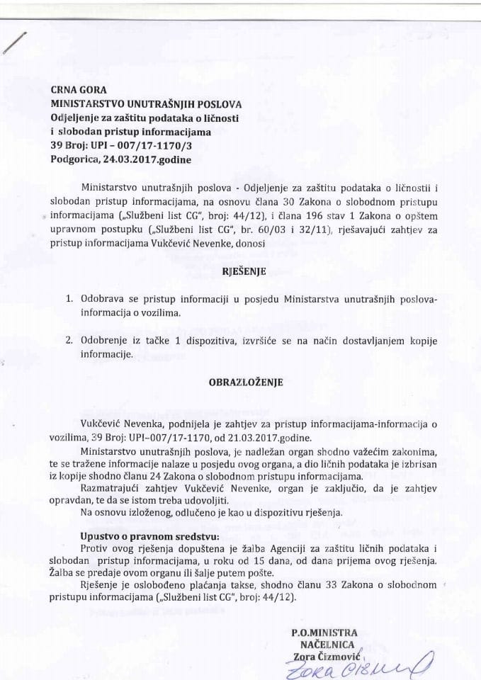 Rješenje br.UPI-007-17-1170-3