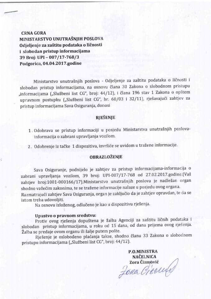 rješenje br 007-17-768-3