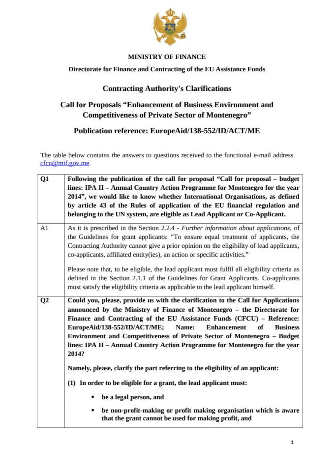 EuropeAid-138-552-ID-ACT-ME Clarifications