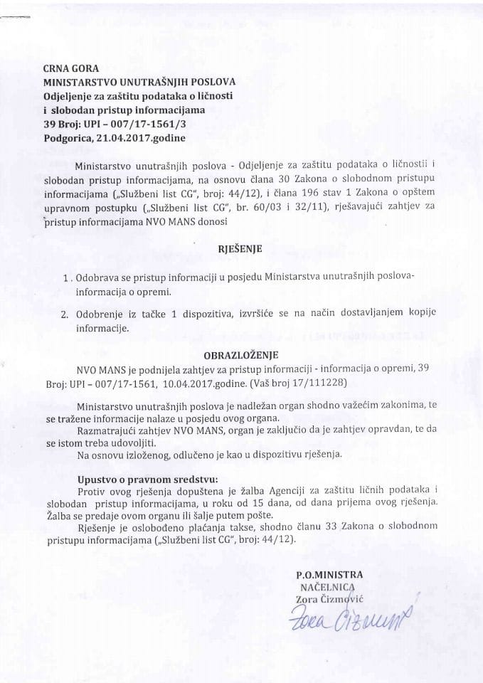 Rješenje br 007-17-1561-3