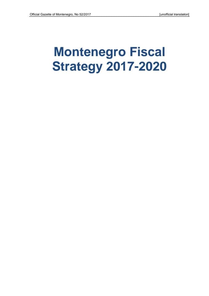 Montenegro Fiscal Strategy 2017-2020 ENG