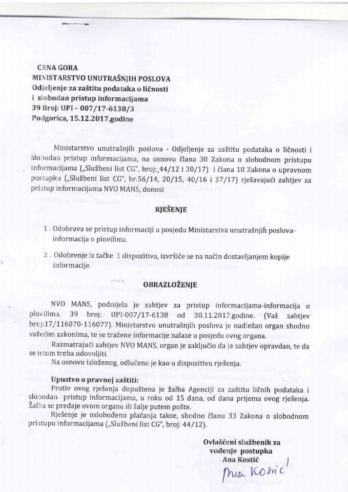 Rješenje br.UPI-007-17-6138-3