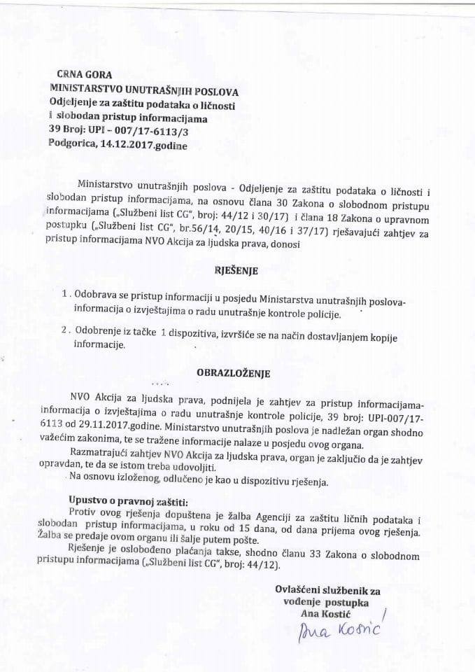 Rješenje br.UPI-007-17-6113-3