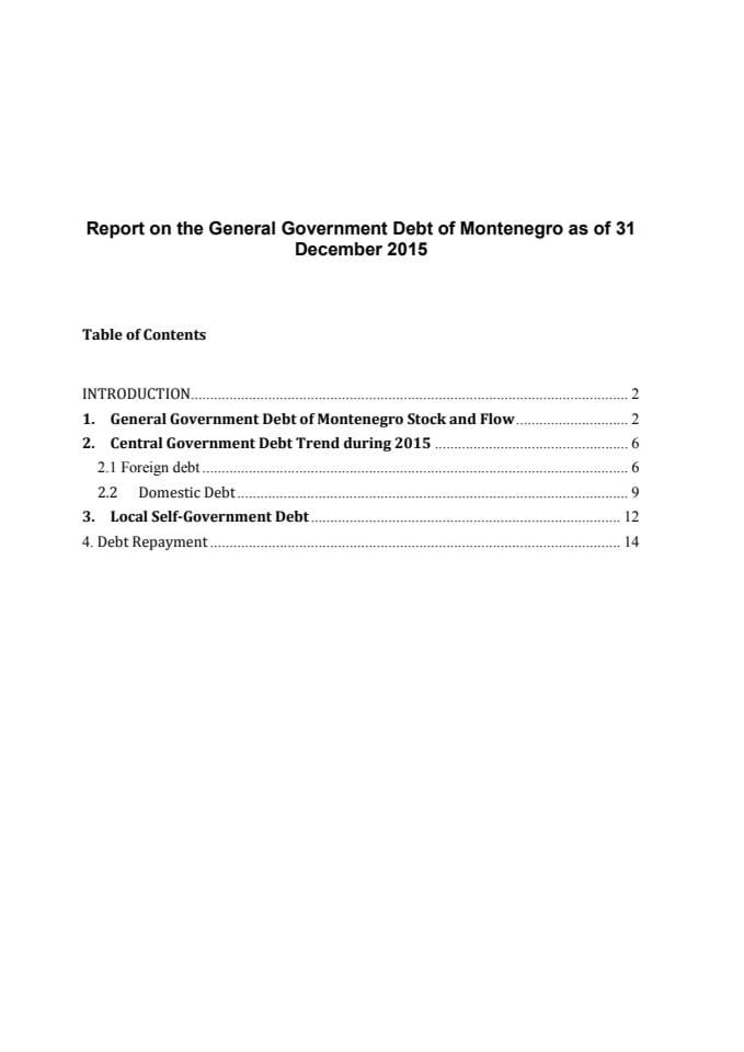 Report on General Gov Debt as of 2015