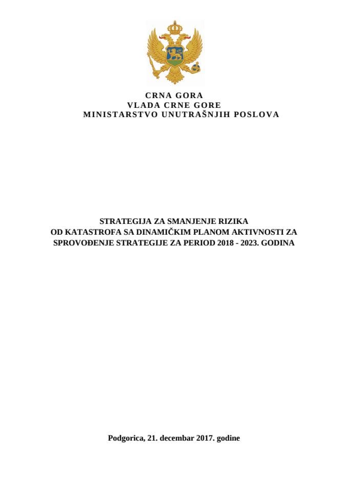 Strategija za smanjenje rizika od katastrofa sa Dinamičkim planom 2018-2023