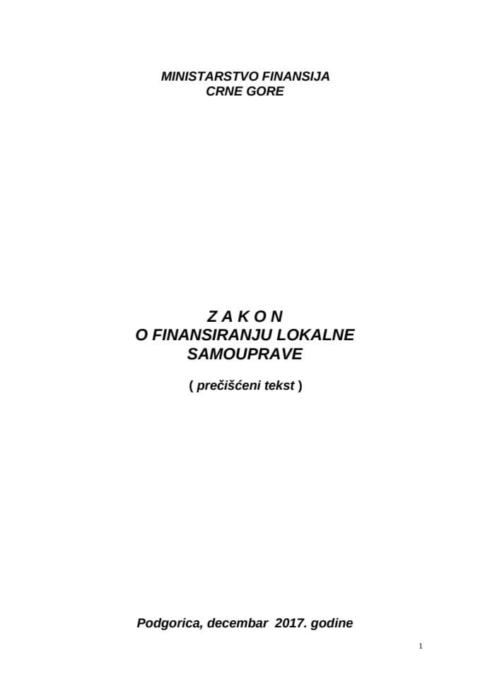 Zakon o finansiranju lokalne samouprave - prečišćeni tekst