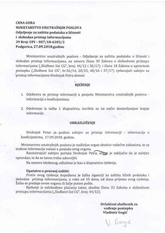 rješenje br 007-18-6303-3