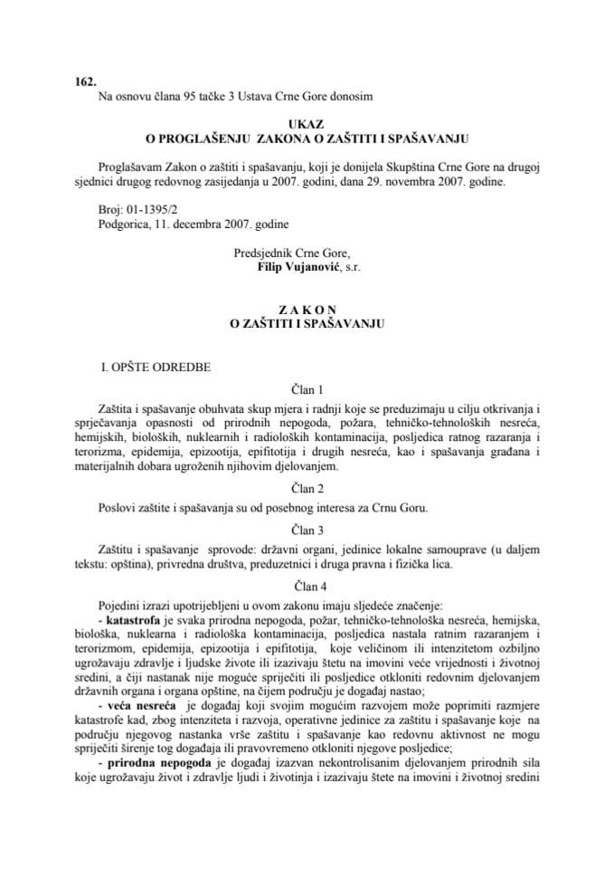 Zakon o zaštiti i spašavanju