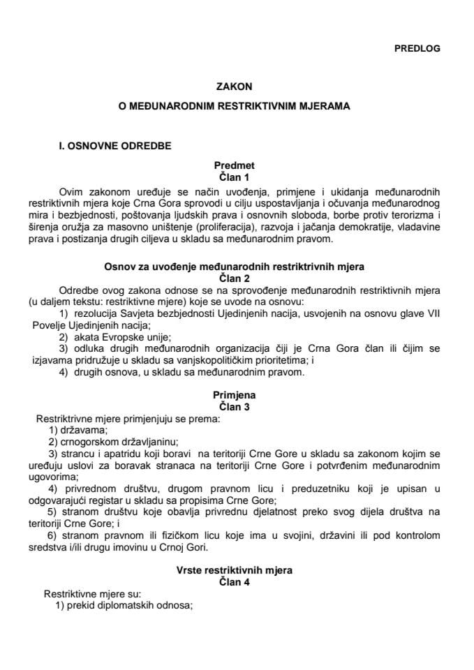 Zakon o međunarodnim restriktivnim mjerama