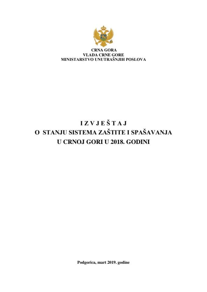 Izvještaj o stanju sistema zaštite i spašavanja u Crnoj Gori u 2018.godine