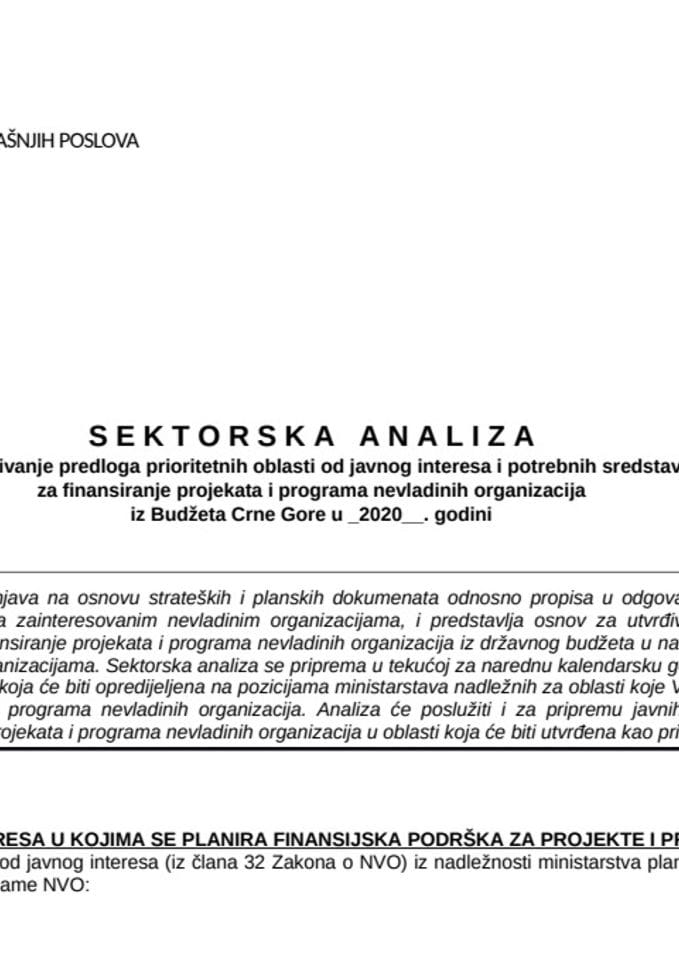 Obrazac MUP Sektorska analiza 2020. godina