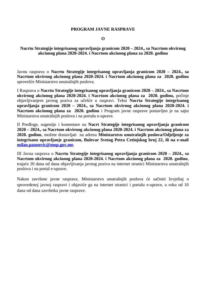 PROGRAM JAVNE RASPRAVE