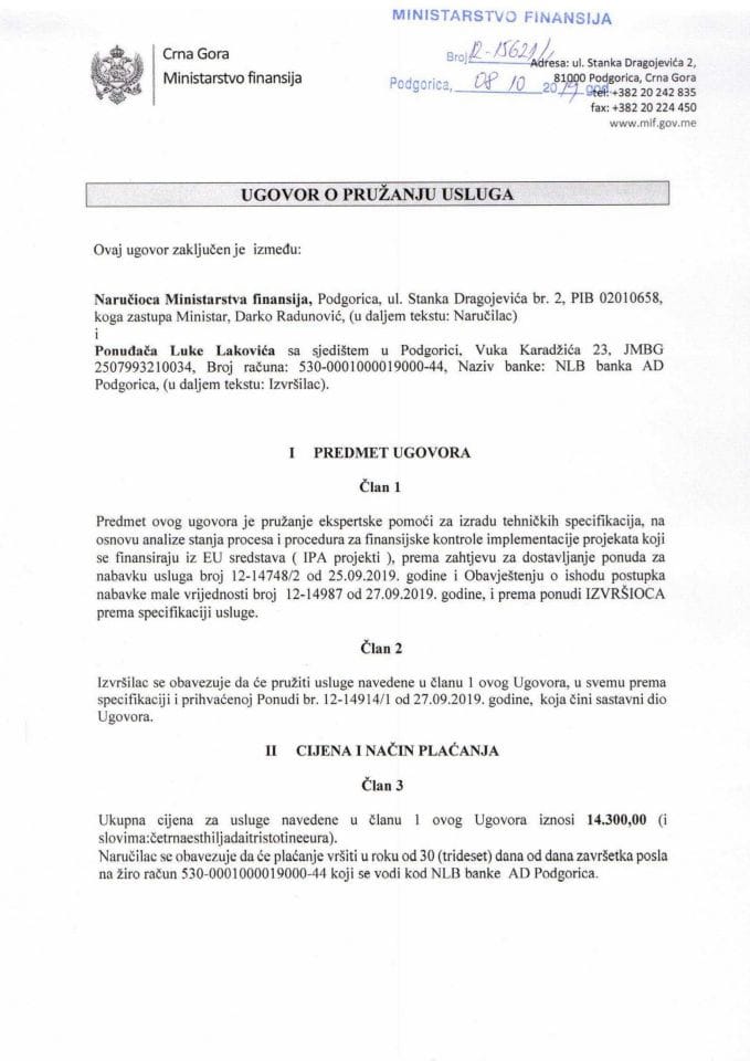 Ugovor ekspertska pomoć IPA projekti