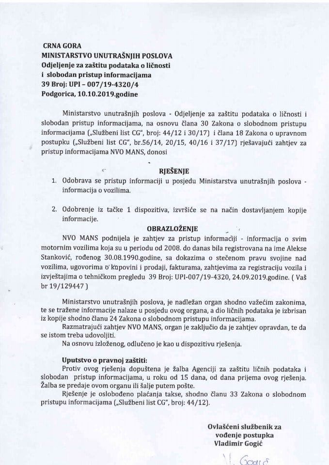 rješenje br 007-19-4320-4