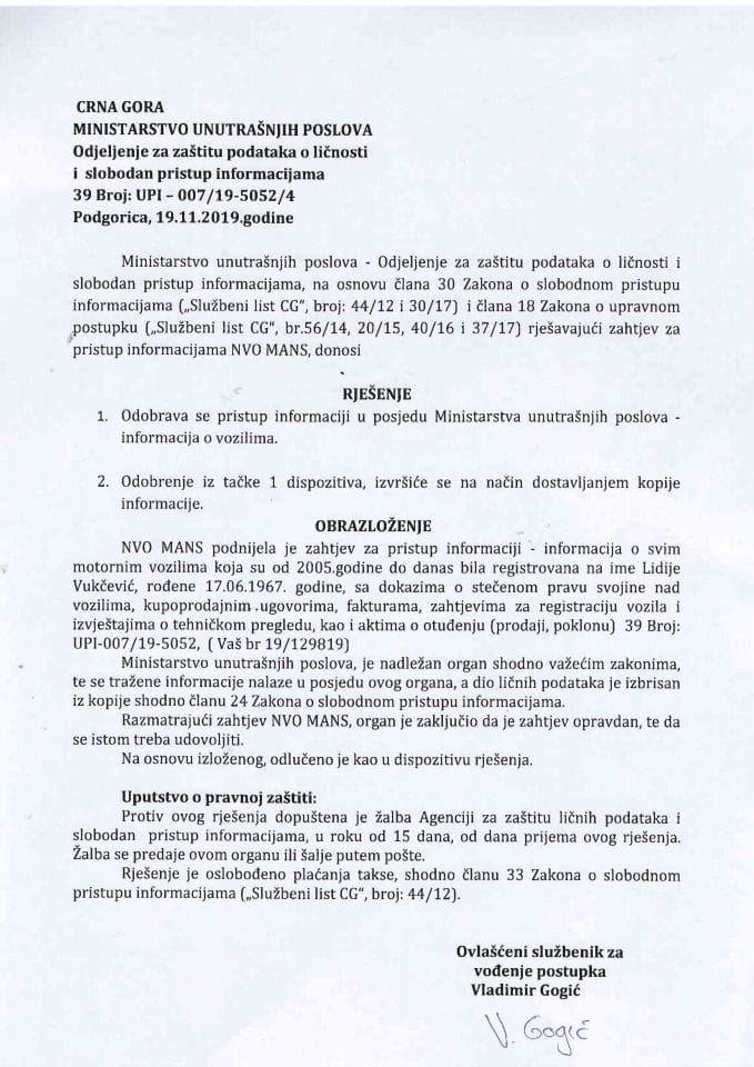 rješenje br 007-19-5052-4