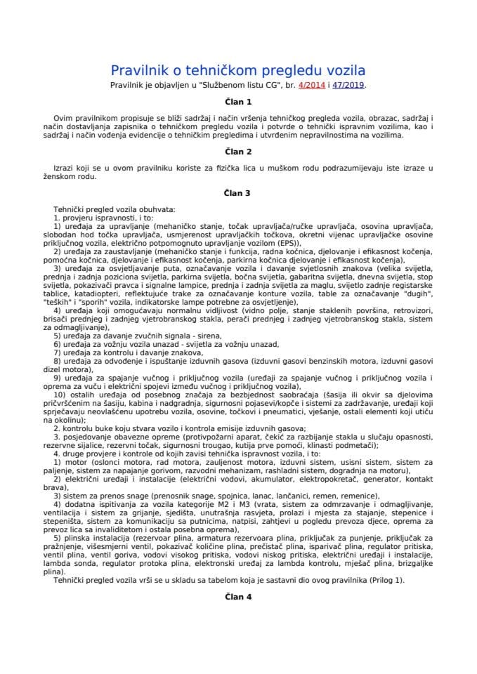 Pravilnik o tehničkom pregledu vozila