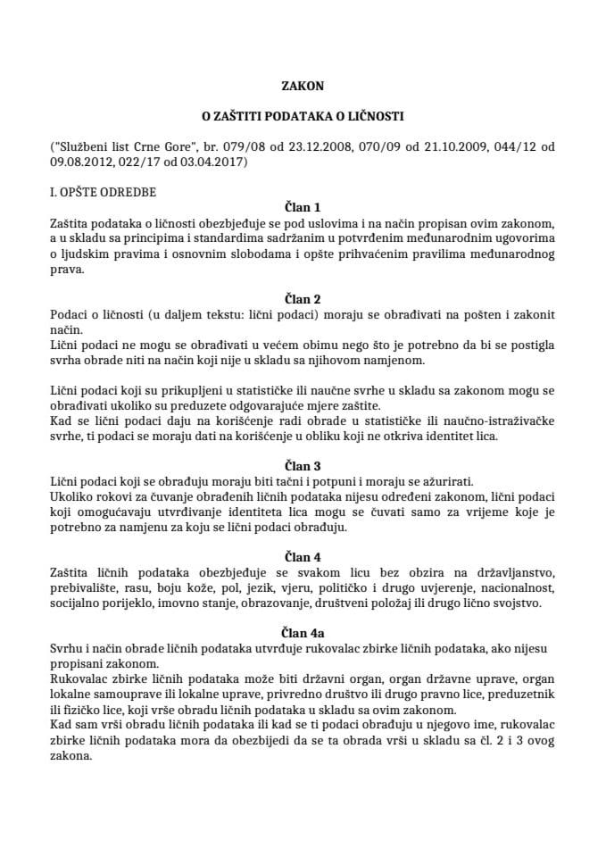 Zakon o zaštiti podataka o ličnosti