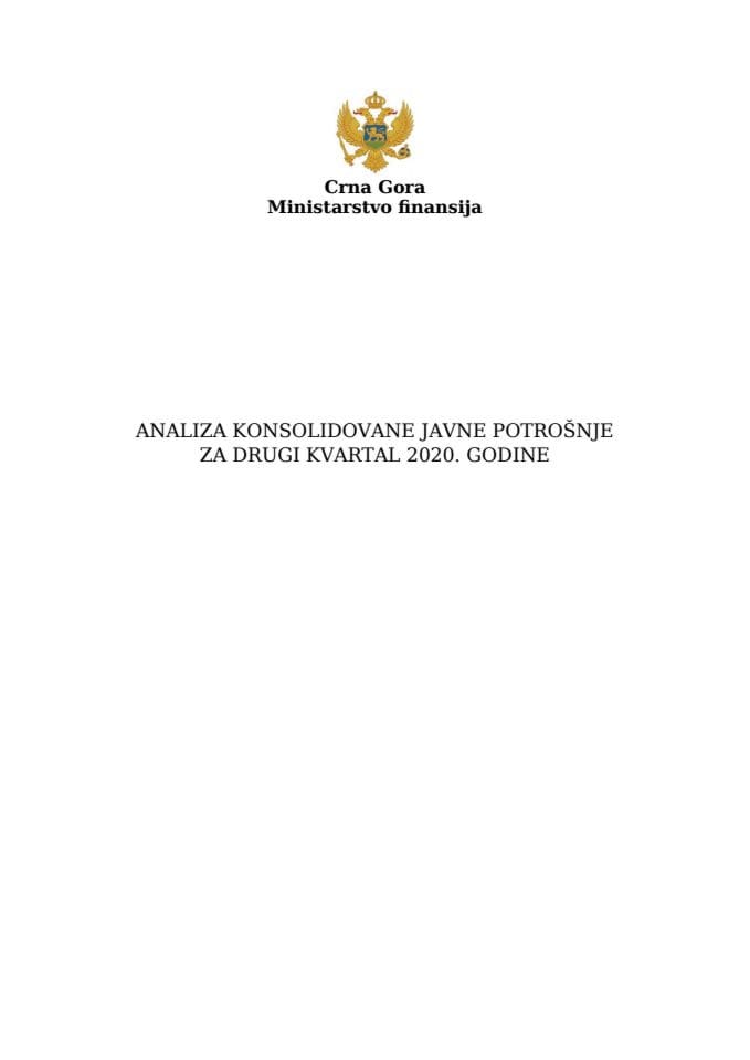 Analiza konsolidovane javne potrošnje za II kvartal 2020. godine