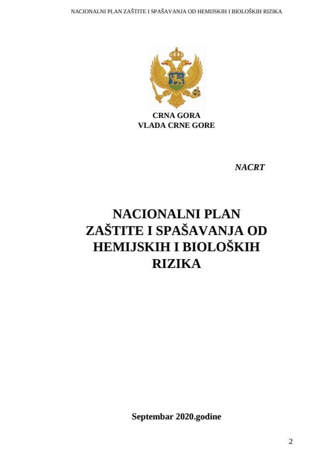 Nacrt nacionalnog plana zastite i spasavanja od hemijskih i bioloskih rizika