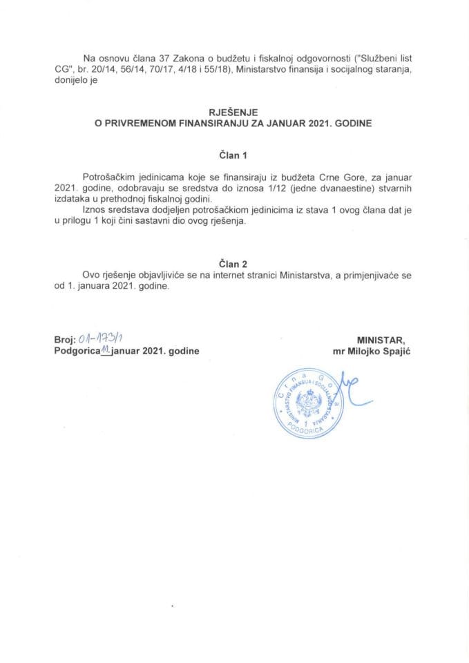 rjesenje o privremenom finansiranju-januar 2021