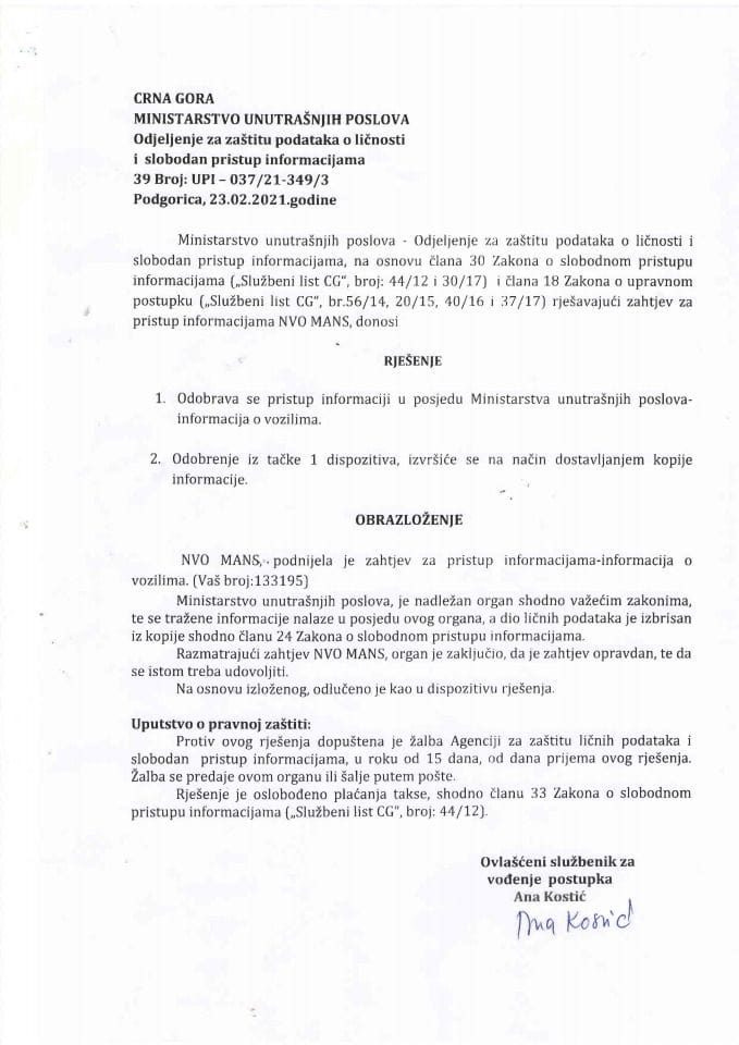 Rješenje 39 broj UPI-037-21-349-3