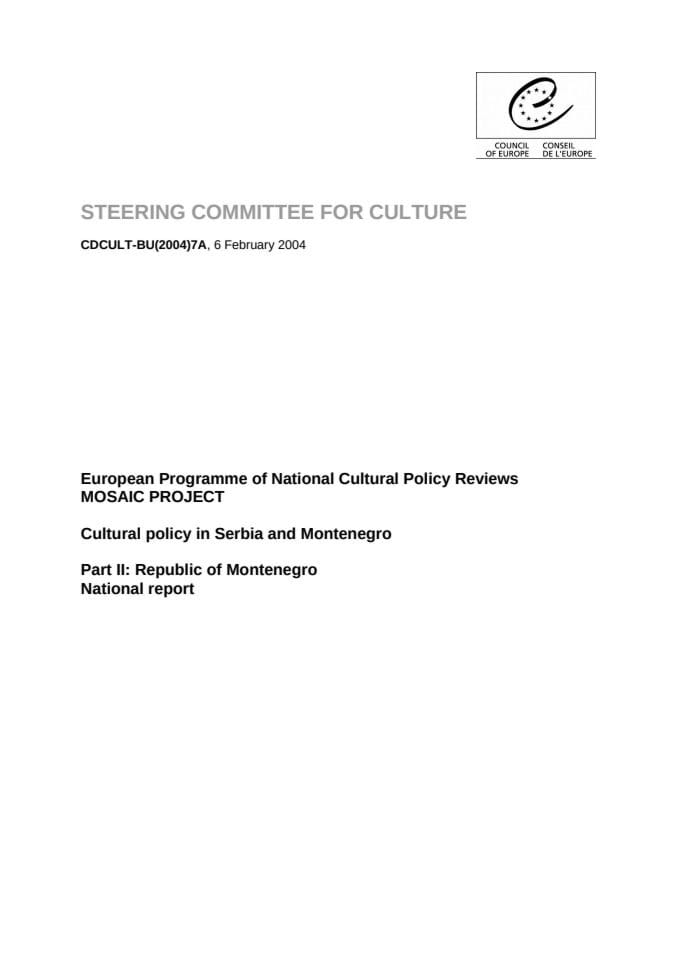 National Report on Cultural Policy 