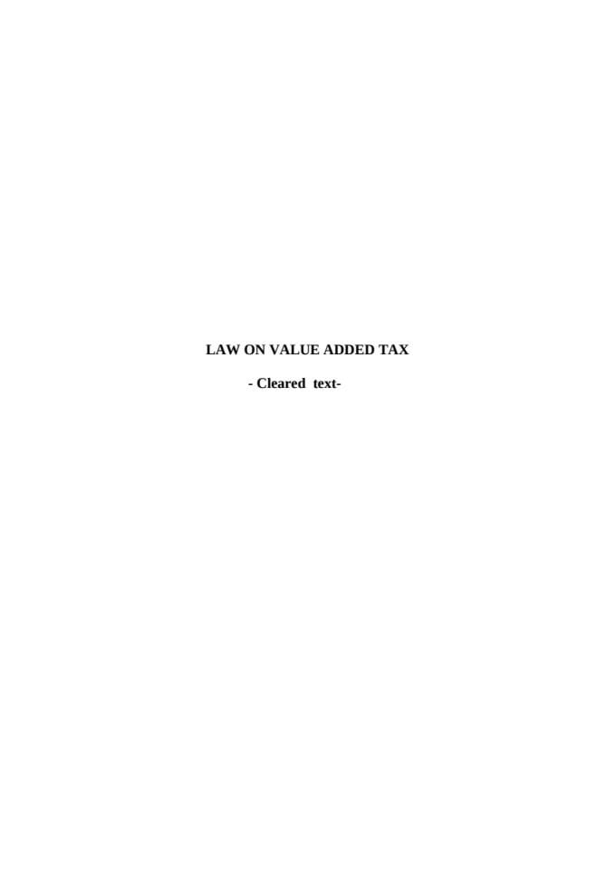 LAW ON VALUE ADDED TAX