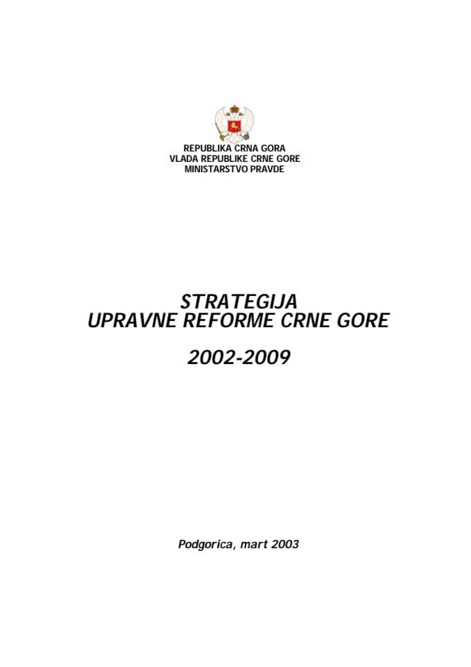 STRATEGIJA UPRAVNE REFORME CRNE GORE 2002-2009 