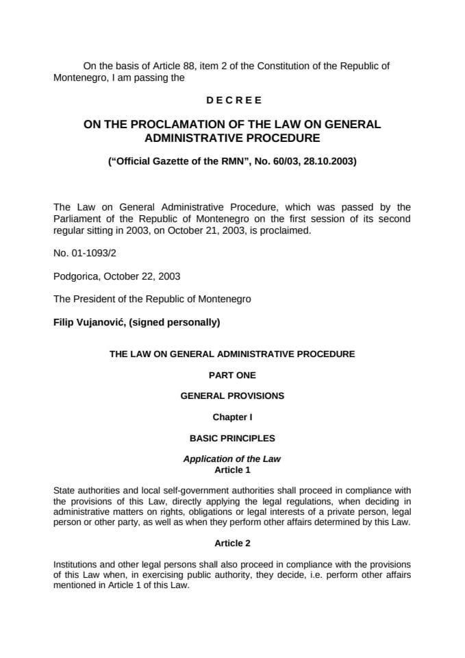<b>LAW ON GENERAL ADMINISTRATIVE PROCEDURE</>