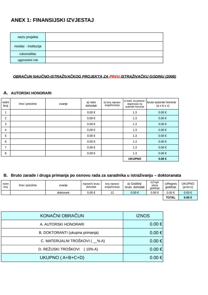 Финансијски извјештај и план