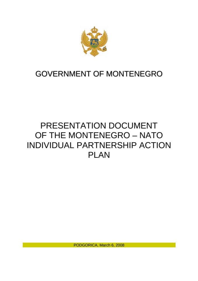 Presentation Document of the Montenegro  NATO Individual Partnership Action Plan